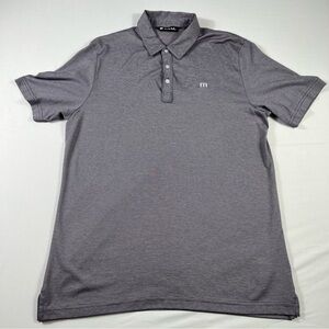 Travis Mathew Polo Shirt Mens Large Purple Striped Performance Golf Outdoors